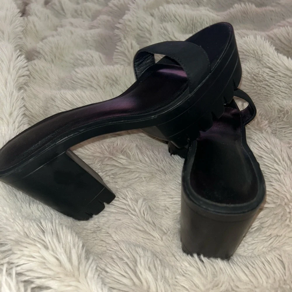Black Platform Slide Heels - Picture 3 of 4